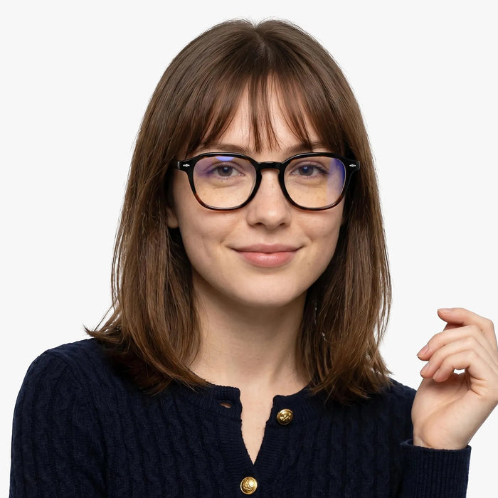 Eydology Troy Tortoiseshell Blue Glasses -Female Model