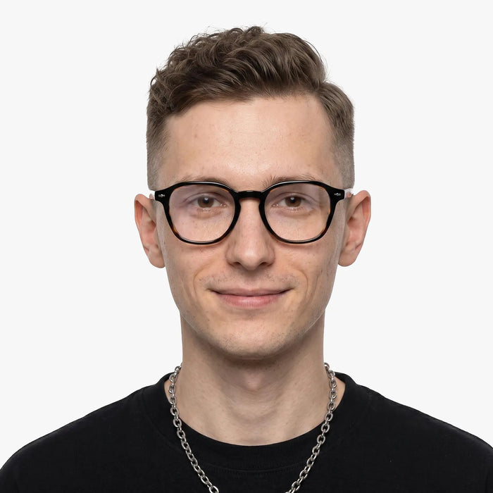 Eydology Troy Tortoiseshell Blue Glasses -Male Model