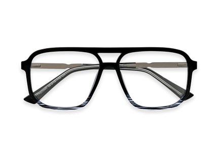 Eydology Wallac Black to Blue Stripes Double Bridge Eyeglasses 1