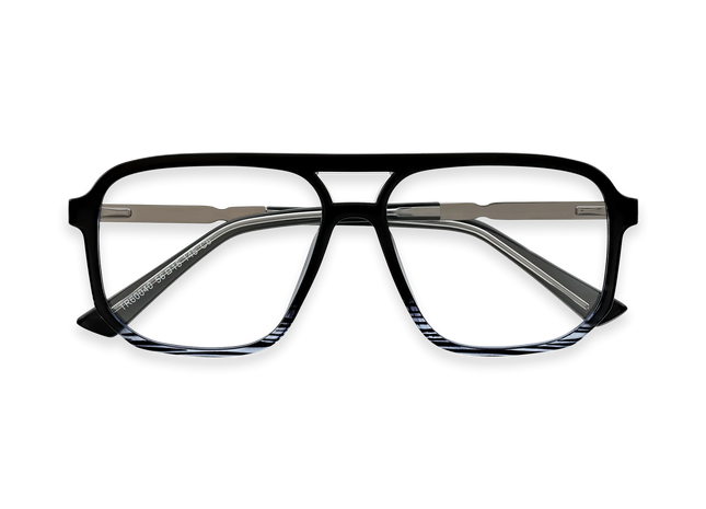 Eydology Wallac Black to Blue Stripes Double Bridge Eyeglasses 1