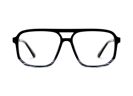 Eydology Wallac Black to Blue Stripes Double Bridge Eyeglasses 2