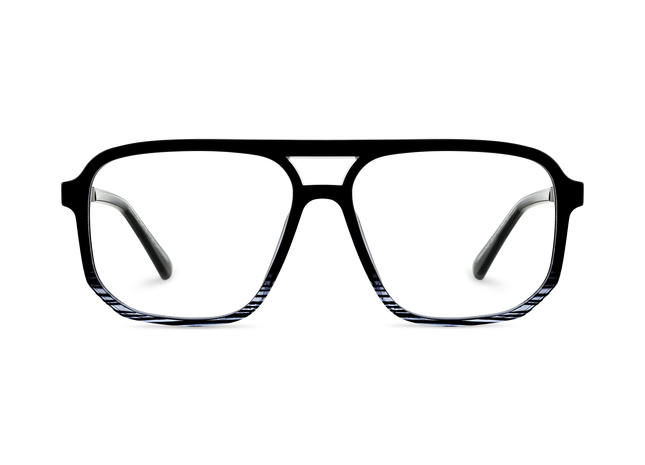 Eydology Wallac Black to Blue Stripes Double Bridge Eyeglasses 2