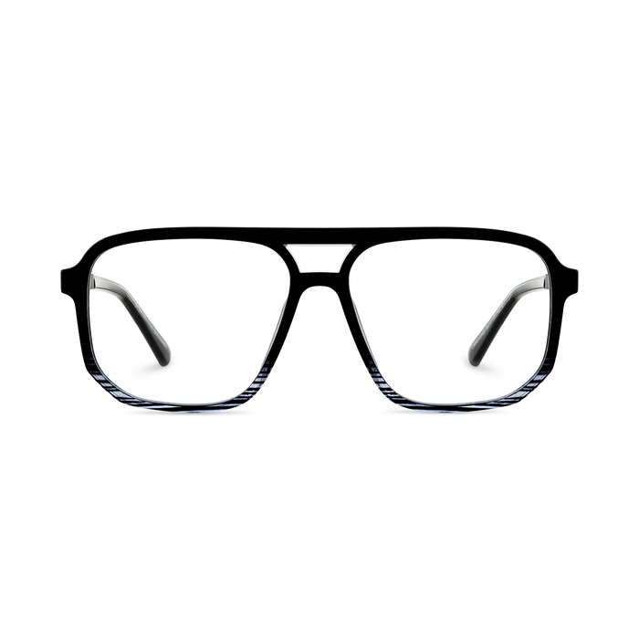 Eydology Wallac Black to Blue Stripes Double Bridge Eyeglasses 2