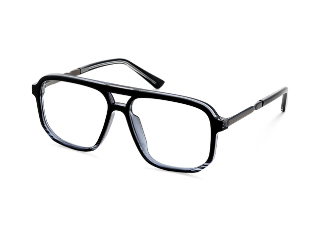 Eydology Wallac Black to Blue Stripes Double Bridge Eyeglasses 3