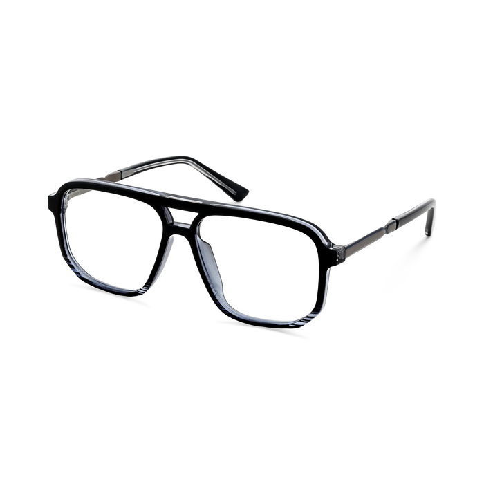 Eydology Wallac Black to Blue Stripes Double Bridge Eyeglasses 3