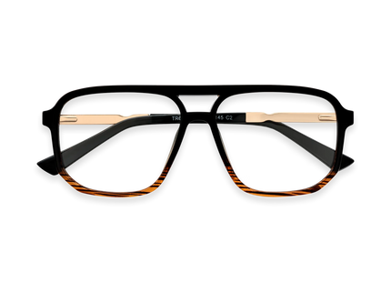 Eydology Wallac Black to Brown Stripes Double Bridge Eyeglasses 1