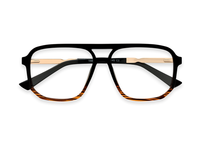 Eydology Wallac Black to Brown Stripes Double Bridge Eyeglasses 1