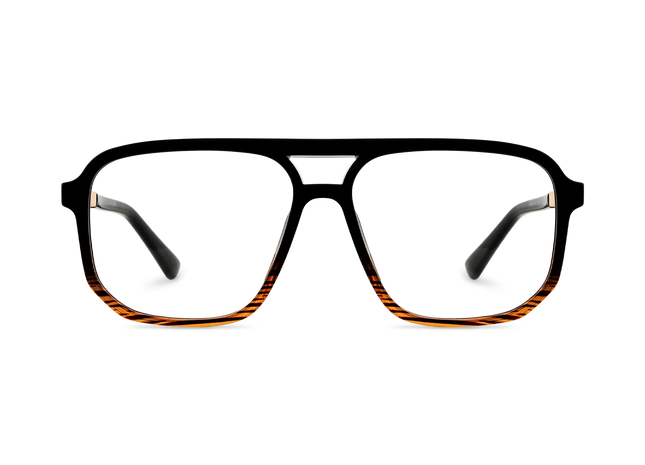 Eydology Wallac Black to Brown Stripes Double Bridge Eyeglasses 2