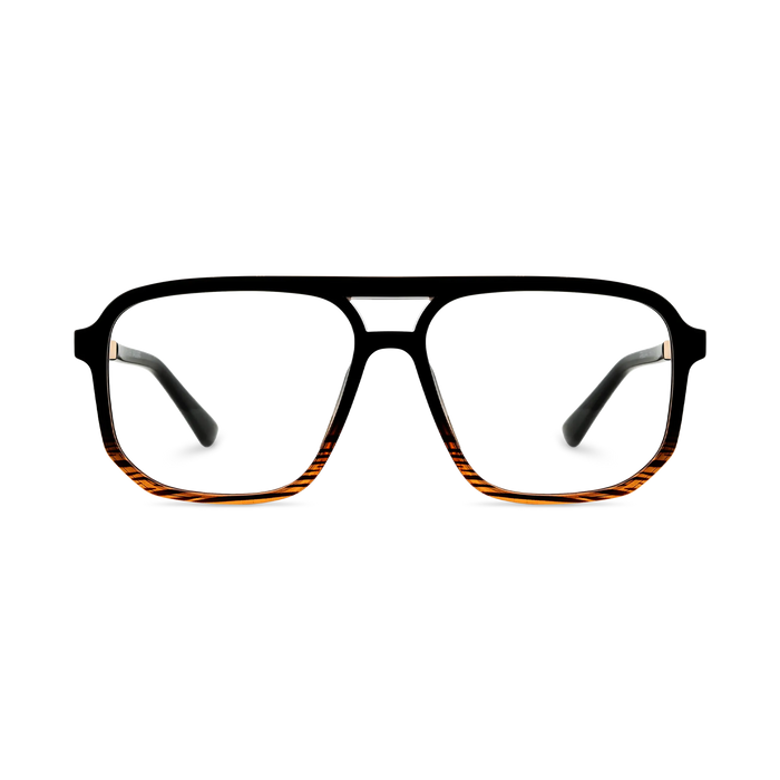 Eydology Wallac Black to Brown Stripes Double Bridge Eyeglasses 2