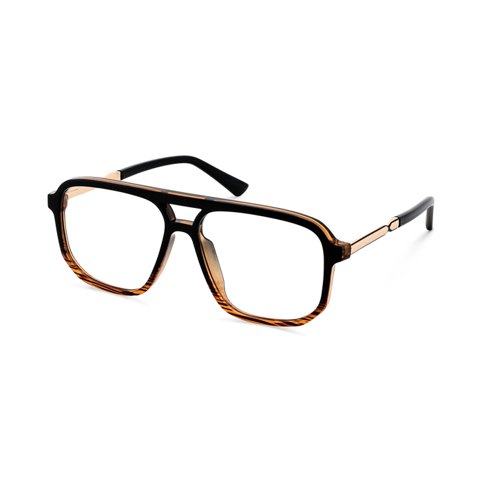 Eydology Wallac Black to Brown Stripes Double Bridge Eyeglasses 3