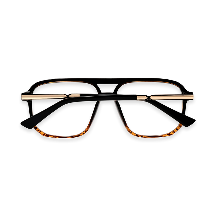 Eydology Wallac Black to Brown Stripes Double Bridge Eyeglasses 5