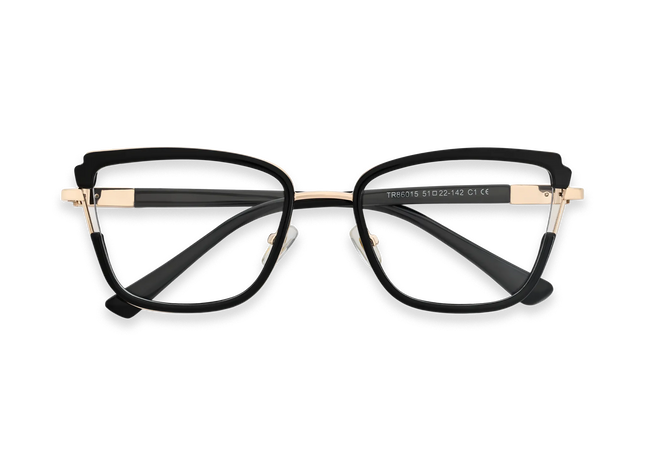 Eydology Wesley Gold/Black Women's Cat Eye Glasses 1