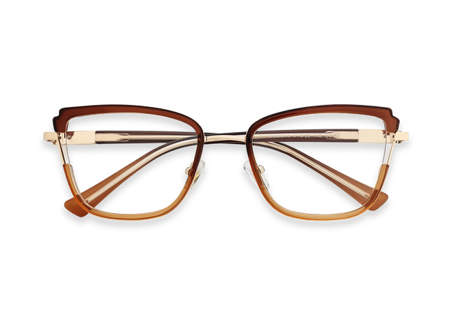 Eydology Wesley Gold/Brown Women's Cat Eye Glasses 1