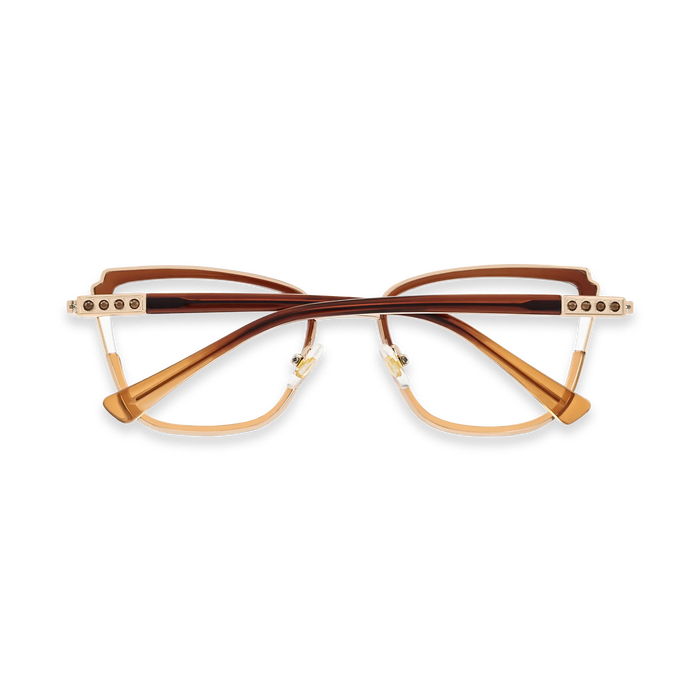Eydology Wesley Gold/Brown Women's Cat Eye Glasses 5