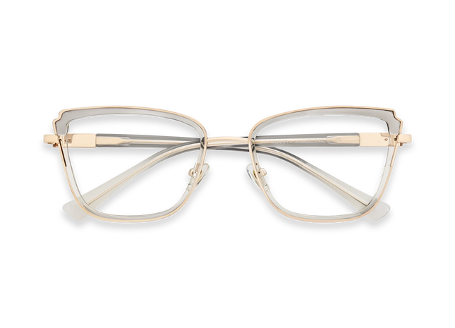 Eydology Wesley Gold/Crystal Grey Women's Cat Eye Glasses 1