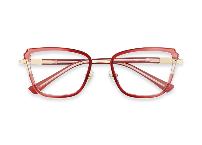 Eydology Wesley Gold/Red Women's Cat Eye Glasses 1