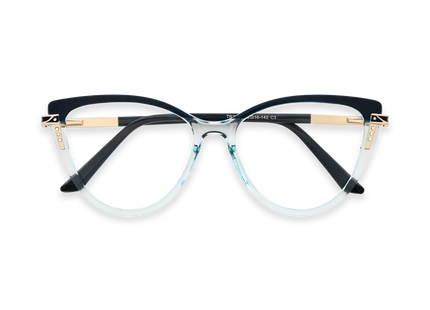 Eydoogy Bella Deep Blue to Clear Fade Women's Cat Eye Glasses 1