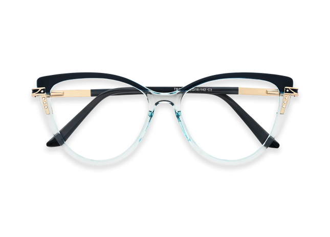 Eydoogy Bella Deep Blue to Clear Fade Women's Cat Eye Glasses 1