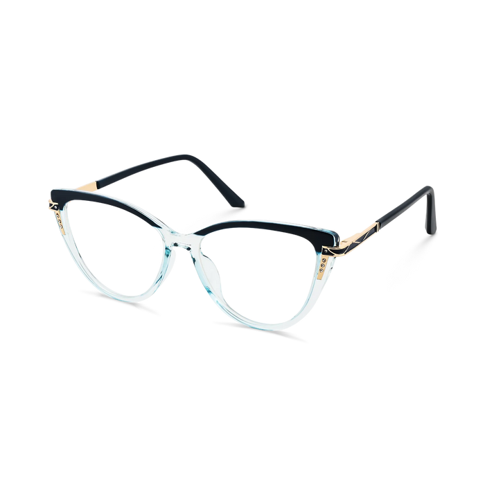 Eydoogy Bella Deep Blue to Clear Fade Women's Cat Eye Glasses 3