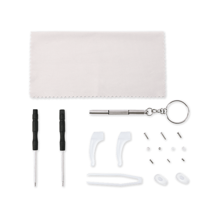 Glasses repair kit accessories laid out 02