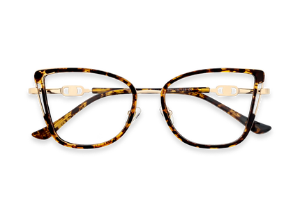Hailey Gold/Amber Tortoise Cat Eye Glasses-Front View 1