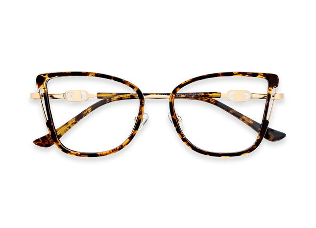 Hailey Gold/Amber Tortoise Cat Eye Glasses-Front View 1