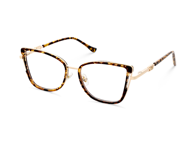 Hailey Gold/Amber Tortoise Cat Eye Glasses-Side Angle View 3
