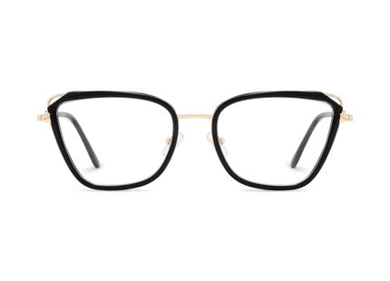 Hailey Gold/Black Cat Eye Glasses-Front Unfolded View 02