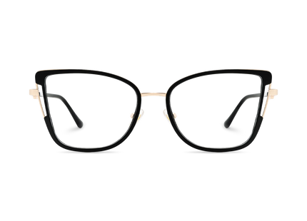 Hailey Gold/Black Cat Eye Glasses-Front Unfolded View 2