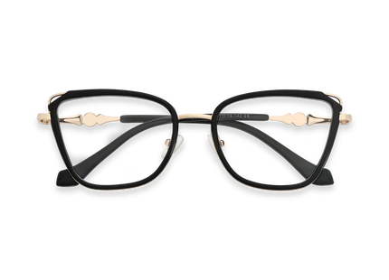 Hailey Gold/Black Cat Eye Glasses-Front View 01