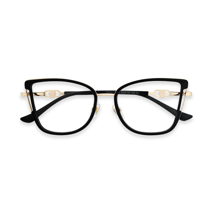 Hailey Gold/Black Cat Eye Glasses-Front View 1