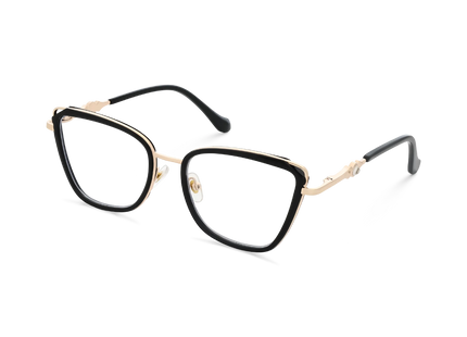 Hailey Gold/Black Cat Eye Glasses-Side Angle View 03