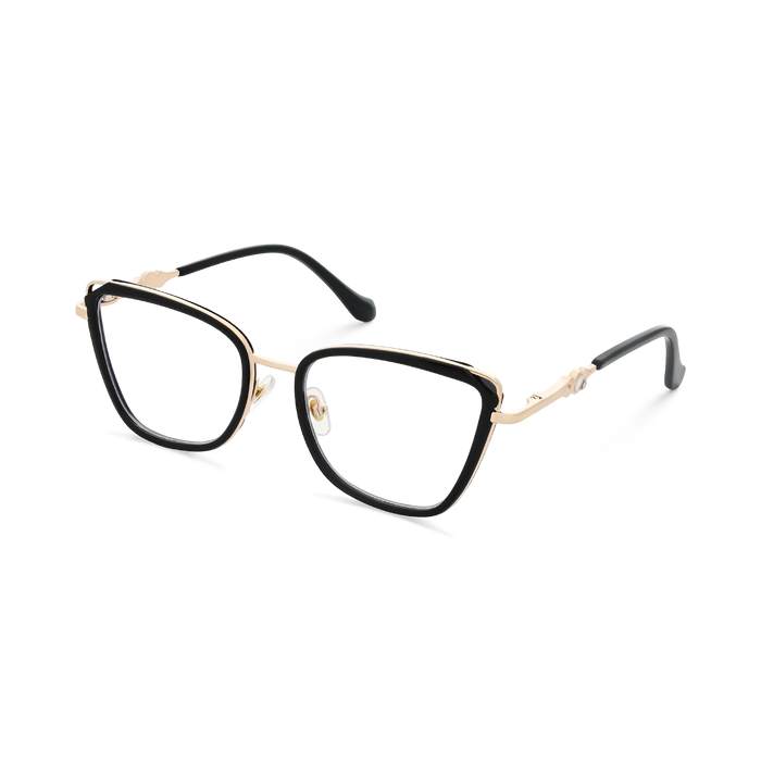 Hailey Gold/Black Cat Eye Glasses-Side Angle View 03