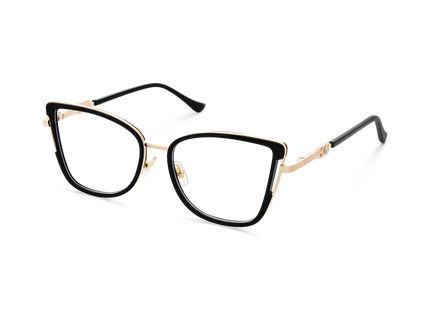 Hailey Gold/Black Cat Eye Glasses-Side Angle View 3