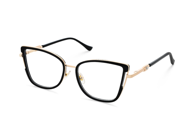 Hailey Gold/Black Cat Eye Glasses-Side Angle View 3