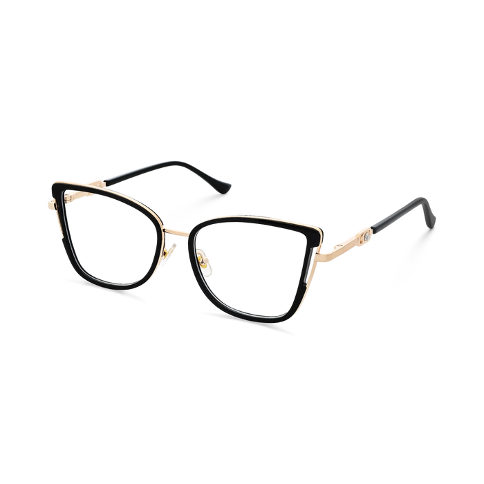 Hailey Gold/Black Cat Eye Glasses-Side Angle View 3