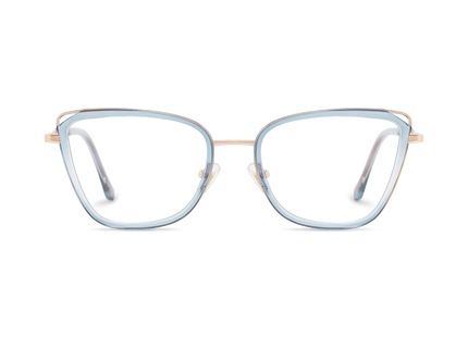 Hailey Gold/Blue Cat Eye Glasses-Front Unfolded View 2
