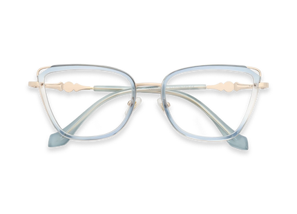 Hailey Gold/Blue Cat Eye Glasses-Front View 1
