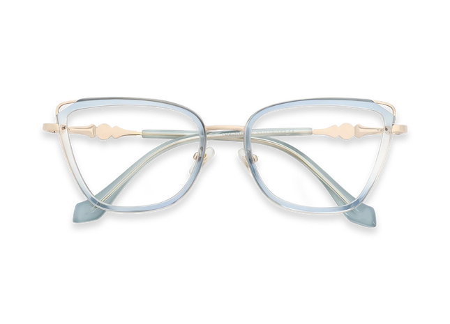 Hailey Gold/Blue Cat Eye Glasses-Front View 1