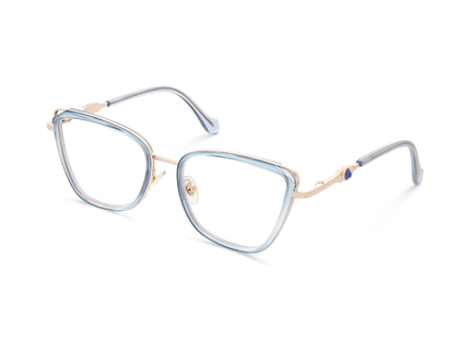 Hailey Gold/Blue Cat Eye Glasses-Side Angle View 3