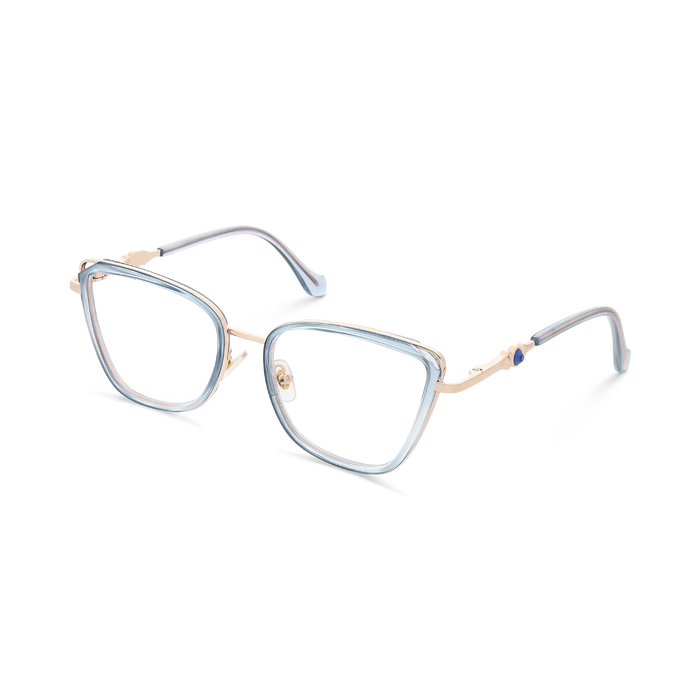 Hailey Gold/Blue Cat Eye Glasses-Side Angle View 3