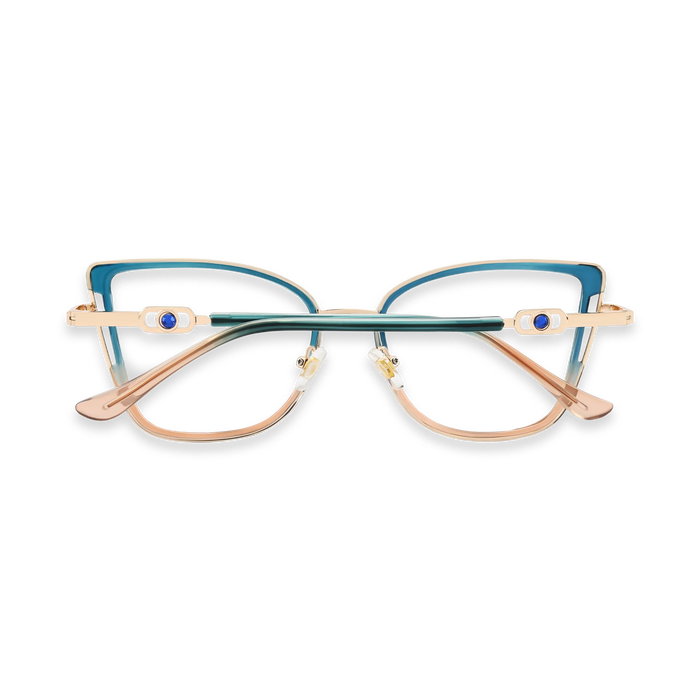 Hailey Gold Blue Cat Eye Glasses - Back View 5