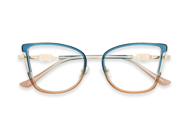 Hailey Gold\Blue Cat Eye Glasses 1