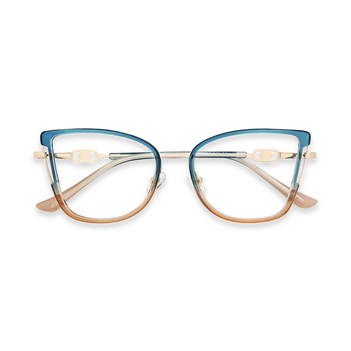 Hailey Gold\Blue Cat Eye Glasses 1