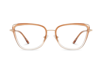 Hailey Gold/Brown Gradient Cat Eye Glasses-Front Unfolded View 2