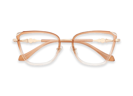 Hailey Gold/Brown Gradient Cat Eye Glasses-Front View 1