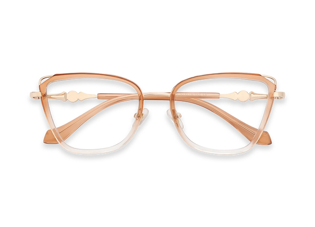 Hailey Gold/Brown Gradient Cat Eye Glasses-Front View 1