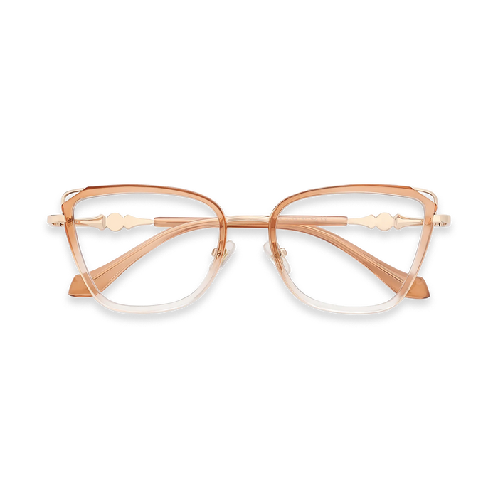 Hailey Gold/Brown Gradient Cat Eye Glasses-Front View 1