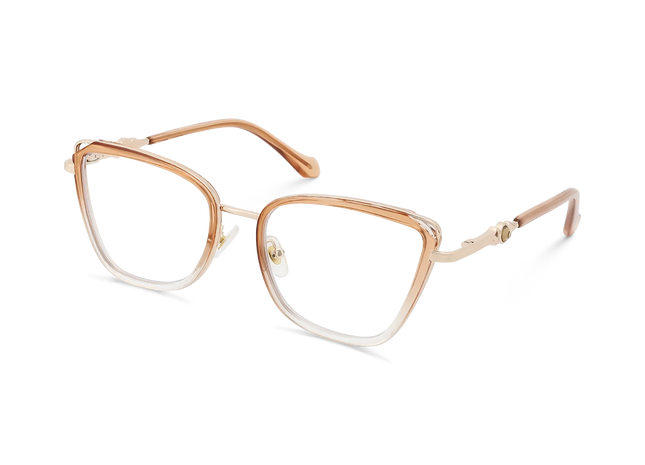 Hailey Gold/Brown Gradient Cat Eye Glasses-Side Angle View 3