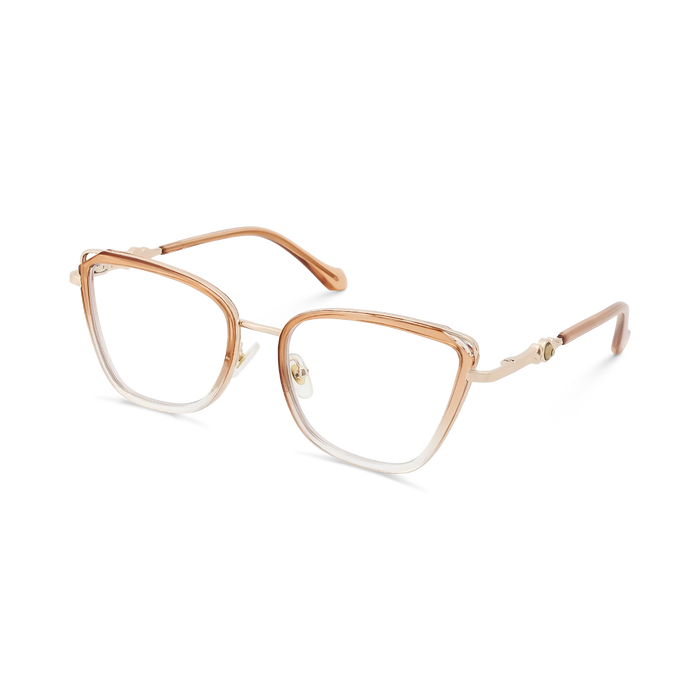 Hailey Gold/Brown Gradient Cat Eye Glasses-Side Angle View 3